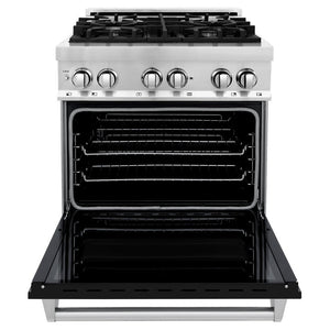 ZLINE 30" 4.0 cu. ft. Dual Fuel Range with Gas Stove and Electric Oven in Stainless Steel and Black Matte Door (RA-BLM-30)