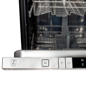 ZLINE 24 in. Black Matte Top Control Built-In Dishwasher with Stainless Steel Tub and Modern Style Handle, 52dBa