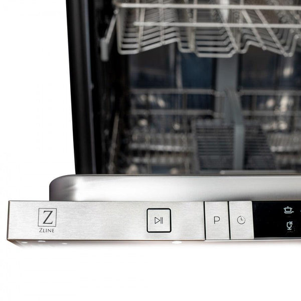 ZLINE 24 in. Hand-Hammered Copper Top Control Built-In Dishwasher with Stainless Steel Tub and Modern Style Handle, 52dBa