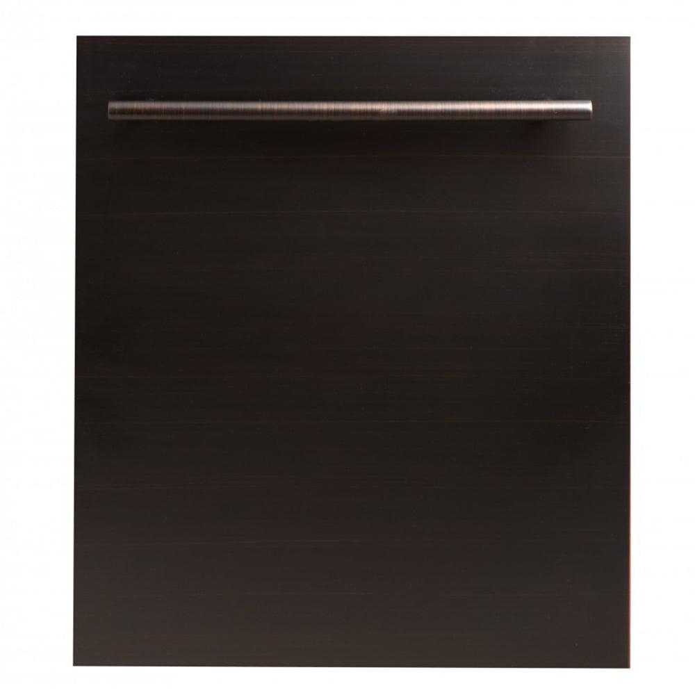 ZLINE 24 in. Oil-Rubbed Bronze Top Control Built-In Dishwasher with Stainless Steel Tub and Modern Style Handle, 52dBa