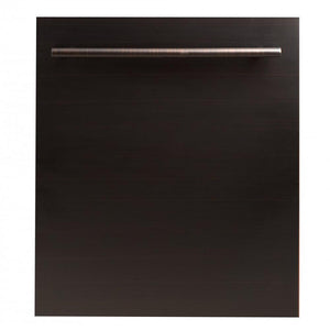 ZLINE 24 in. Oil-Rubbed Bronze Top Control Built-In Dishwasher with Stainless Steel Tub and Modern Style Handle, 52dBa