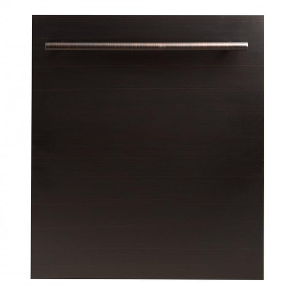 ZLINE 24 in. Oil-Rubbed Bronze Top Control Built-In Dishwasher with Stainless Steel Tub and Modern Style Handle, 52dBa
