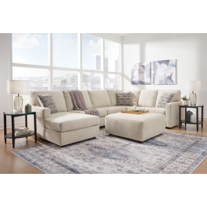 Edenfield - 4 Pc. - Left Arm Facing Corner Chaise 3 Pc Sectional, Ottoman - Linen