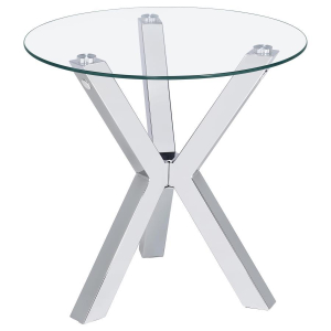 Kenzie - Round Tempered Glass Top End Side Table - Chrome