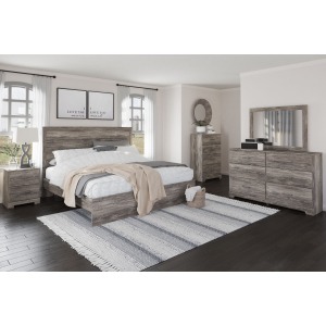 Ralinksi - 6 Pc. - Dresser, Mirror, King Panel Bed, 2 Nightstands - Gray
