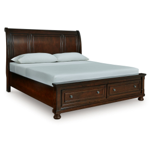 Porter - King Sleigh Storage Bed - Rustic Brown