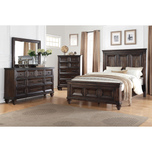 Sevilla - 5/0 Queen 4 Piece Bedroom Set (Bed & Dresser & Mirror & Chest) - Dark Brown