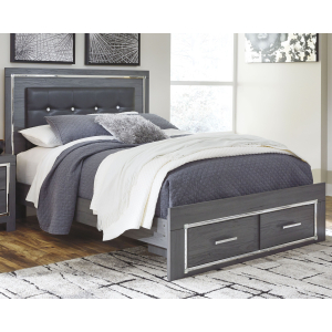 Lodanna - Queen Panel Bed with 2 Storage Drawers - Gray