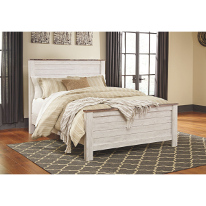 Willowton - Queen Panel Bed - Whitewash
