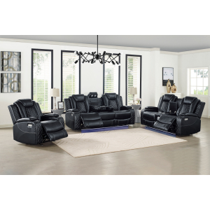 Orion II - Power P2 3 Piece Sofa & Loveseat & Chair - Black