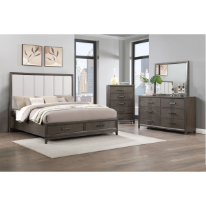 Landon - 6/0 Western King 4 Piece Bedroom Set (Bed, Dresser, Mirror, Chest) - Gray