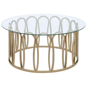 Monett - Round Glass Top Coffee Table - Chocolate Chrome