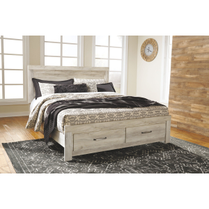 Bellaby - King Platform Bed with 2 Storage Drawers - Whitewash