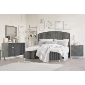 Kailani - 6/0 Western King 4 Piece Bedroom Set (Bed, Dresser, Mirror, Nightstand) - Gray