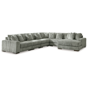 Lindyn - 6-Piece Sectional With RAF Corner Chaise - Fog