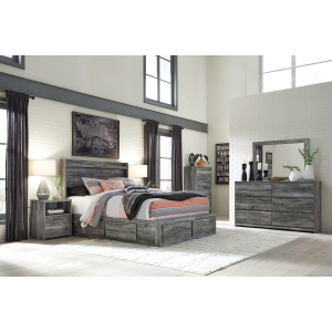 Baystorm - 9 Pc. - Dresser, Mirror, Queen Panel Bed with 6 Storage Drawers, 2 Nightstands - Gray