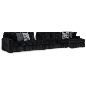 Midnight-Madness - 3-Piece Sectional With Raf Corner Chaise - Onyx