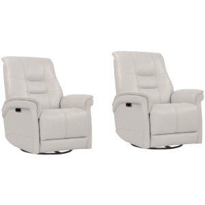Carnegie - Powered By Freemotion Cordless Power Swivel Glider Recliner (Set of 2) - Verona Ivory