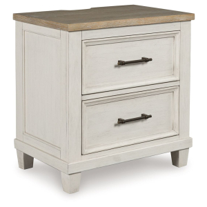 Shaybrock - Two Drawer Night Stand - Antique White / Brown