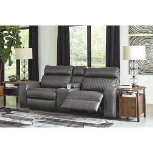 Samperstone - Power Reclining Loveseat With Console 3 Pc Sectional - Gray