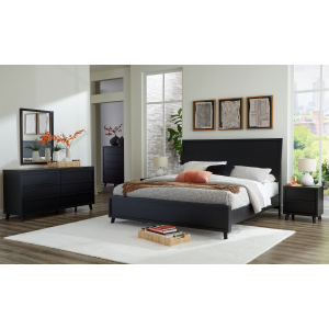 Danziar - 7 Pc. - Dresser, Mirror, Chest, King Panel Bed - Black