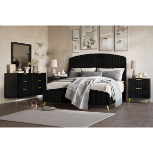 Kailani - 6/6 Eastern King 5 Piece Bedroom Set (Bed, Dresser, Mirror, 2 Nightstands) - Black