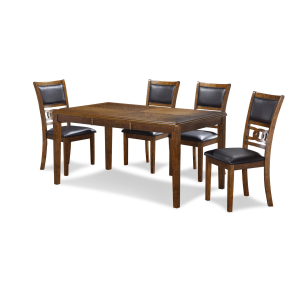 Gia - 5 Piece Dining Set (Table & 4 Chairs) - Brown - Wood