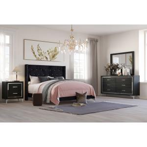 Huxley - 5/0 Queen 4 Piece Bedroom Set (Bed, Dresser, Mirror, Nightstand) - Black