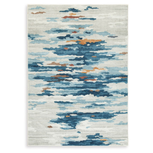 Vinlett - 8' x 10' Washable Rug - Cream / Blue / Brown