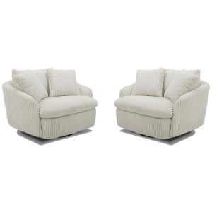 Boomer - Large Swivel Chair With 2 Toss Pillows (Set of 2) - Mega Ivory