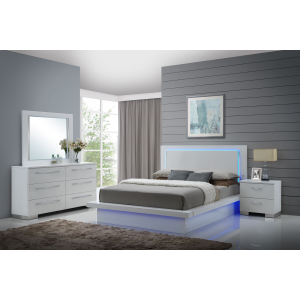 Sapphire - 6/6 Eastern King 4 Piece Bedroom Set (Bed & Dresser & Mirror & Nightstand) - White
