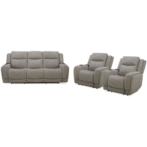 Penfield - Power Reclining Sofa And Two Recliners - Frappe