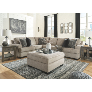 Bovarian - 4 Pc. - Right Arm Facing Loveseat 3 Pc Sectional, Ottoman - Stone