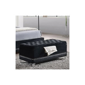 Barzini - Velvet Upholstered Tufted Storage Bench - Black