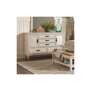 Franco - 5-Drawer Dresser - Distressed White
