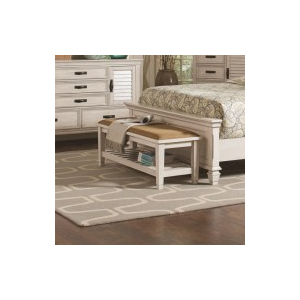 Franco - Fabric Upholstered Bench With Shelf - Distressed White