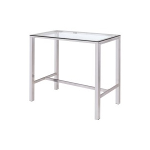 Tolbert - Rectangular Glass Top Pub Bar Table - Chrome