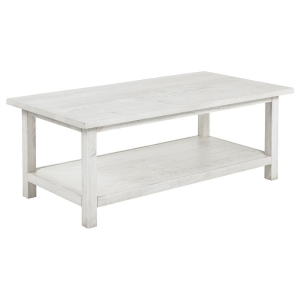 Payne - Wood Coffee Table With Shelf - White