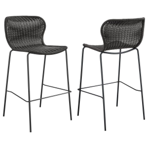 Mckinley - Faux Rattan Metal Bar Chair (Set of 2) - Brown
