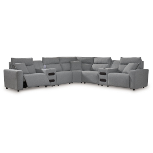 Modmax II - 5-Piece Power Reclining Sectional With 2 Audio Consoles - Salt And Pepper