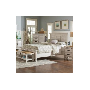 Franco - Wood Queen Panel Bed - Distressed White