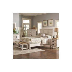 Franco - Wood Eastern King Panel Bed - Distressed White
