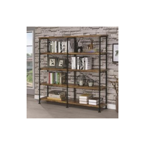 Analiese - 4-Shelf Double Bookshelf - Rustic Nutmeg