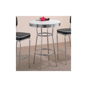 Retro - Round 1950's Bistro Pub Height Bar Table - White