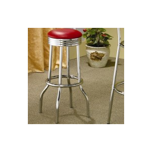 Retro - Upholstered Metal Swivel Bar Stool (Set of 2) - Red