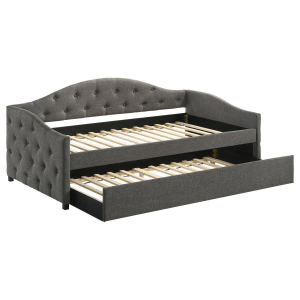 Sadie - Upholstered Twin Daybed With Trundle - Gray