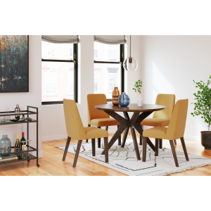 Lyncott - 5 Pc. - Dining Room Table, 4 Side Chairs - Brown / Yellow