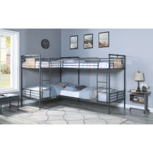 Cordelia - Quadruple Twin Bunk Bed - Sandy Black, Dark Bronze Hand-Brushed