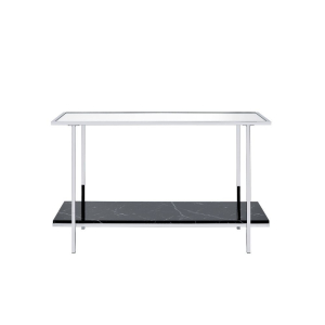 Angwin - Console Table - Mirrored, Faux Marble Top & Chrome