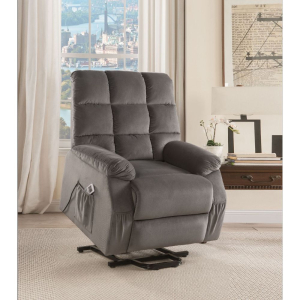 Ipompea - Recliner With Power Lift & Massage - Gray Velvet